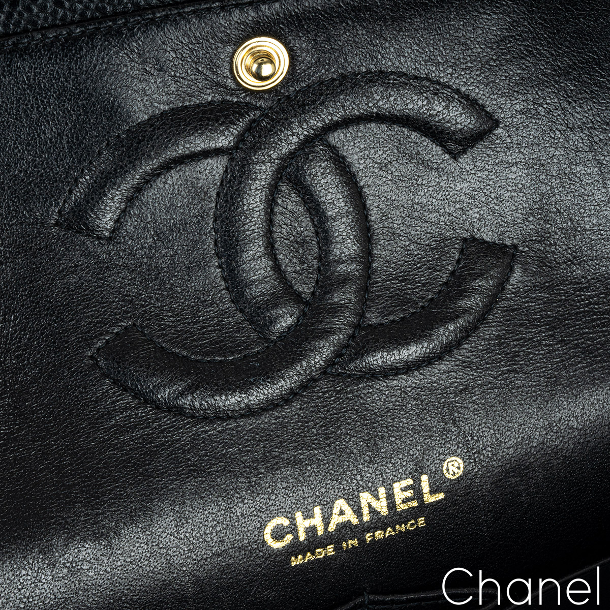 CHANEL Caviar Quilted Medium Double Flap Grey 1219919